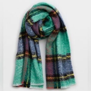Aerie Teal and Purple Plaid Scarf
